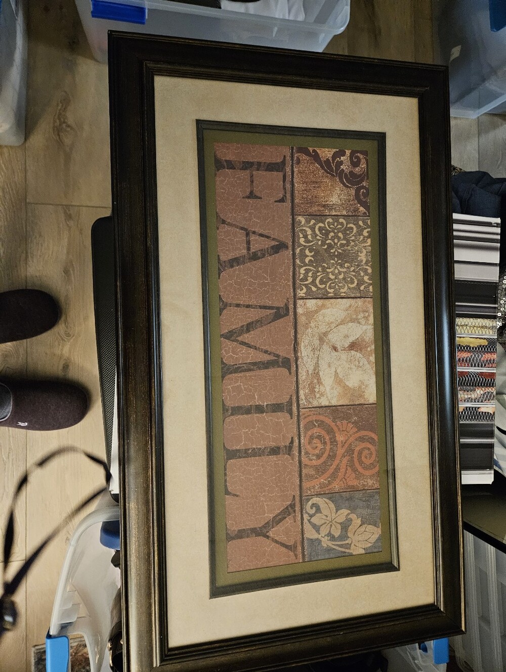 Framed FAMILY Wall Art in Brown and Cream